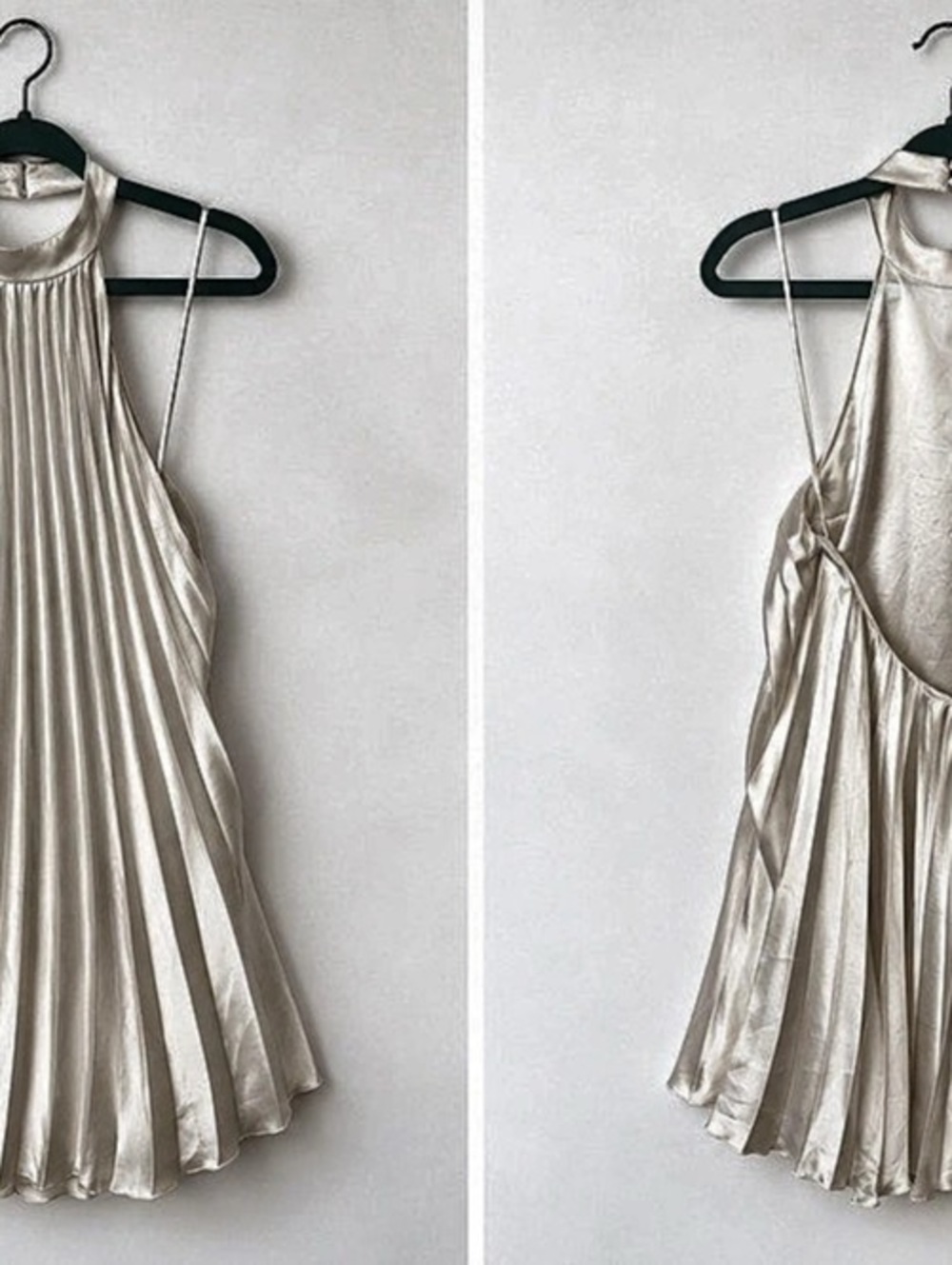 Pleated Halter Mini Dress in White Like New